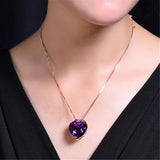 Heart Shaped Amethyst Zircon Gemstone Pendant 925 Silver Necklace