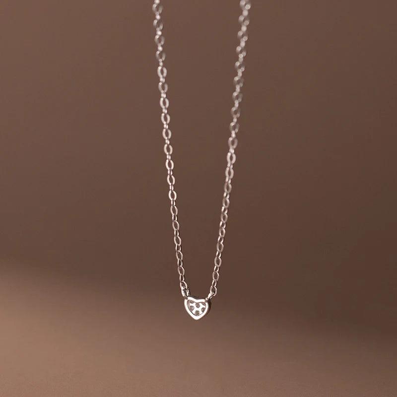 925 Silver Love Heart Tassel Necklace Women Party Chain Choker Jewelry