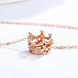 925 Sterling Silver Necklace Crown Pendant Girls Birthday Gift For Women