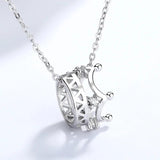 925 Sterling Silver Necklace Crown Pendant Girls Birthday Gift For Women