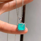 Vintage Paraiba Tourmaline Pendant Necklace High Carbon Diamond Fine Jewelry
