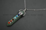 Green Aventurine Jade Stone Point Pendant Necklace with Chakra Chains