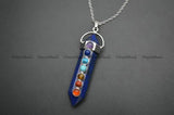 Lapis Lazuli Stone Point Pendant Necklace with 7 Chakra Stones