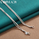 925 Silver Frosted Round Bead Charm Snake Chain Necklace