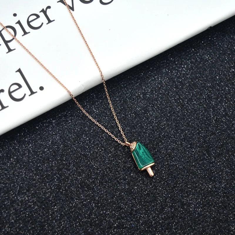 Silver Green Ice Cream Pendant for Women