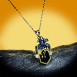 Zircon Spider Pendant 925 Silver Insect Necklace Enamel Sweater Chain