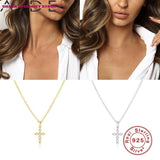 Cross Diamond Necklace 925 Sterling Silver Choker Necklace For Women Jewelry