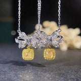 Yellow Zircon Crystal Necklace for Women Daily Party