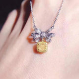 Yellow Zircon Crystal Necklace for Women Daily Party