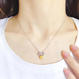 Yellow Zircon Crystal Necklace for Women Daily Party