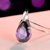 925 Silver Natural Amethyst Sweet Pendant Necklace for Women