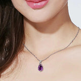 925 Silver Natural Amethyst Sweet Pendant Necklace for Women