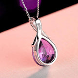 925 Silver Natural Amethyst Sweet Pendant Necklace for Women