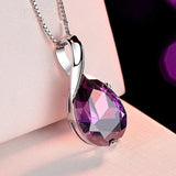 925 Silver Natural Amethyst Sweet Pendant Necklace for Women