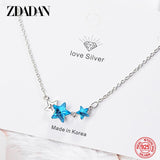 925 Silver Star Crystal Necklace Chain For Women Wedding Jewelry