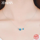 925 Silver Star Crystal Necklace Chain For Women Wedding Jewelry
