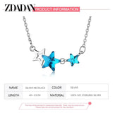 925 Silver Star Crystal Necklace Chain For Women Wedding Jewelry