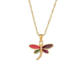 Y2K Dragonfly Pendant Necklace Colorful Enamel Insect Jewelry