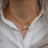 Y2K Dragonfly Pendant Necklace Colorful Enamel Insect Jewelry