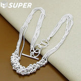 925 Silver Smooth Bead Ball Grapes Necklace 18 Inches Chain Wedding Jewelry