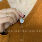 Mother Shell Choker Oval Necklace with 14K Brass Pendant