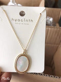 Mother Shell Choker Oval Necklace with 14K Brass Pendant