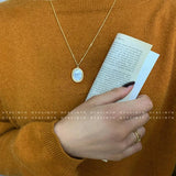 Mother Shell Choker Oval Necklace with 14K Brass Pendant