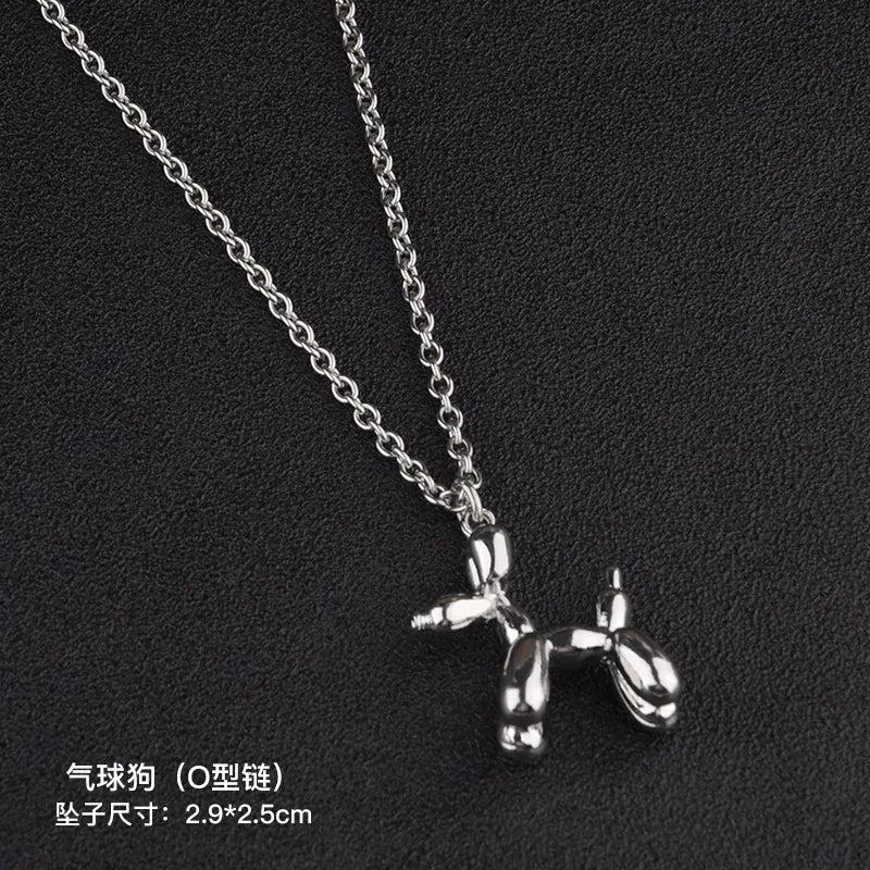 Balloon Dog Pendant Titanium Steel Necklace