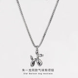 Balloon Dog Pendant Titanium Steel Necklace