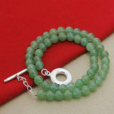 Green Pearl Strand Necklace Silver 925 Jewelry Women Necklaces