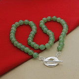 Green Pearl Strand Necklace Silver 925 Jewelry Women Necklaces