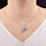Vintage Silver Octopus Pendant Necklace Fire Opal Jewelry
