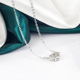 925 Silver Angel Wing Heart Pendant Necklace with Zircon for Women & Girls