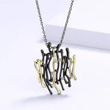 Two Tone Hollow Pendant Necklace Choker Jewelry