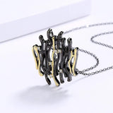 Two Tone Hollow Pendant Necklace Choker Jewelry