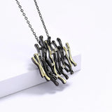 Two Tone Hollow Pendant Necklace Choker Jewelry