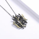 Two Tone Hollow Pendant Necklace Choker Jewelry