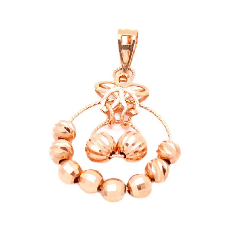 Double Beaded Star Pendant Necklace 14K Rose Light Wedding Jewelry
