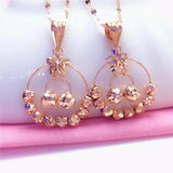 Double Beaded Star Pendant Necklace 14K Rose Light Wedding Jewelry