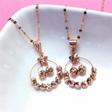 Double Beaded Star Pendant Necklace 14K Rose Light Wedding Jewelry