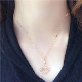 Double Beaded Star Pendant Necklace 14K Rose Light Wedding Jewelry