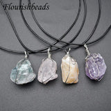 Rough Rose Quartz Wire Wrapped Pendant Necklace
