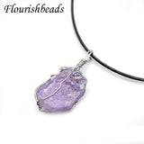 Rough Rose Quartz Wire Wrapped Pendant Necklace