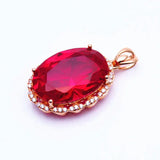 14K Rose Gold Plated Ruby Flower Necklace Pendant for Women