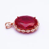 14K Rose Gold Plated Ruby Flower Necklace Pendant for Women
