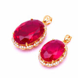 14K Rose Gold Plated Ruby Flower Necklace Pendant for Women