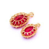 14K Rose Gold Plated Ruby Flower Necklace Pendant for Women