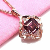 14k Rose Plated Purple Rhombus Ruby Pendant Necklace