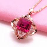 14k Rose Plated Purple Rhombus Ruby Pendant Necklace