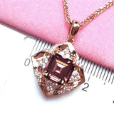 14k Rose Plated Purple Rhombus Ruby Pendant Necklace